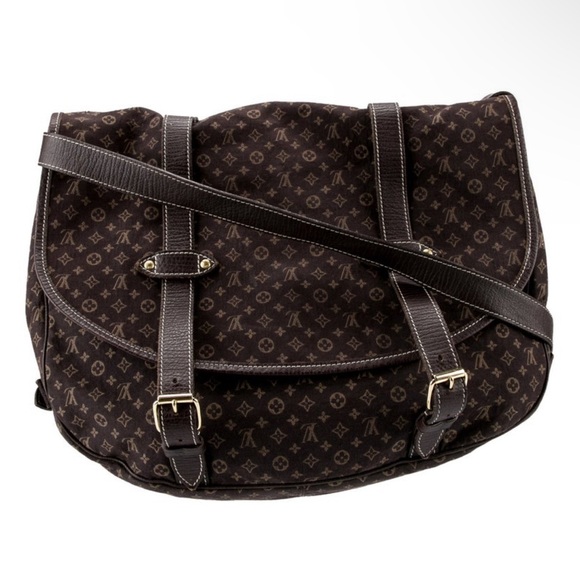 Louis Vuitton GM Messenger Saumur Denim Brown Mini Lin Saddle Crossbody Bag - Picture 4 of 4